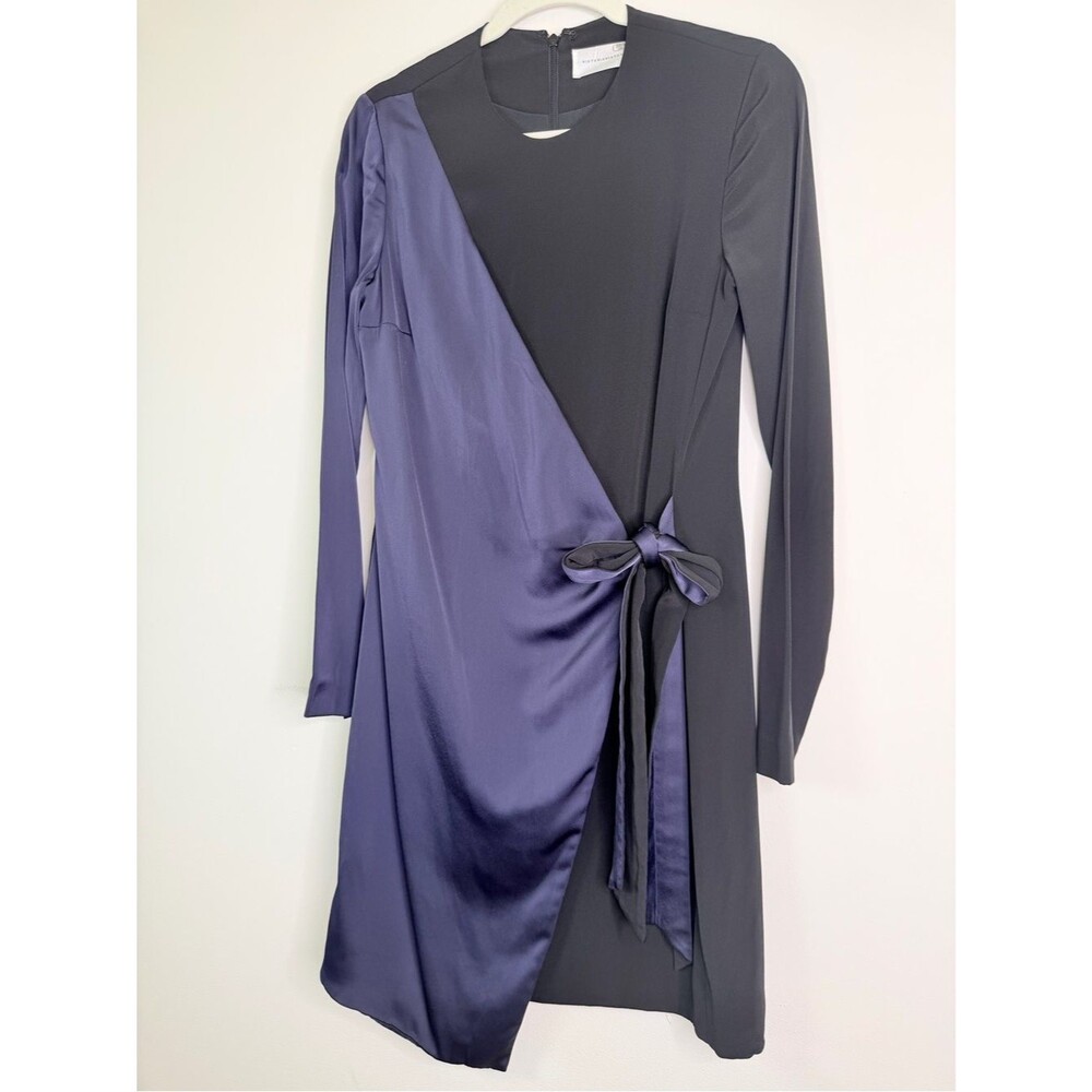 VICTORIA VICTORIA BECKHAM Wrap Panel Dress Long Sleeve Two-Tone Sz 4 $695